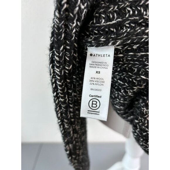 Athleta women's XS black white variegated wool blend stretch sweater top‎ - Picture 6 of 7